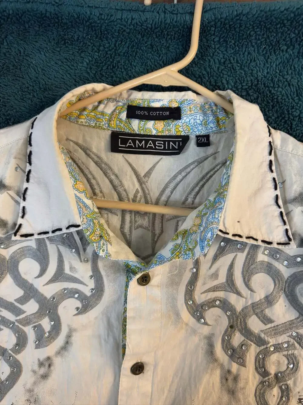 Lamasin Men's Long Sleeve Button Down Shirt Size 2XL - Picture 3 of 4